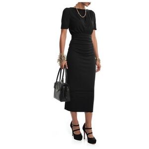 Goth Black Corporate Bizwear Midi Dress